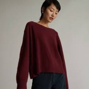 Everlane The Cashmere Boxy Crew Sweater (Tawny Port color, size Xs)